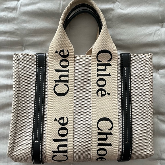 Chloe canvas small tote with dust bag.smoke free home. Barely use - Picture 3 of 3